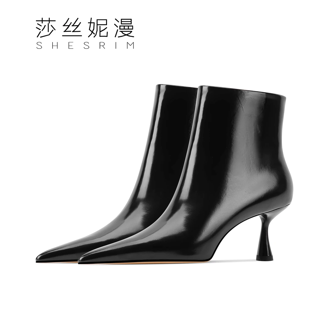 2025冬季新款细跟鞋秋冬时尚尖头防水台细跟女靴短靴百搭高跟