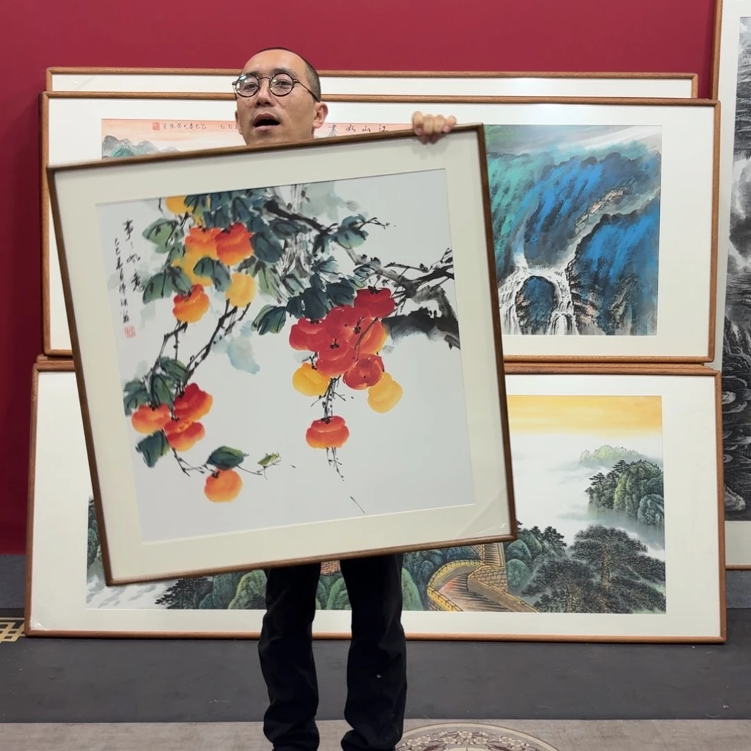 国画带框绘画80/80尺寸