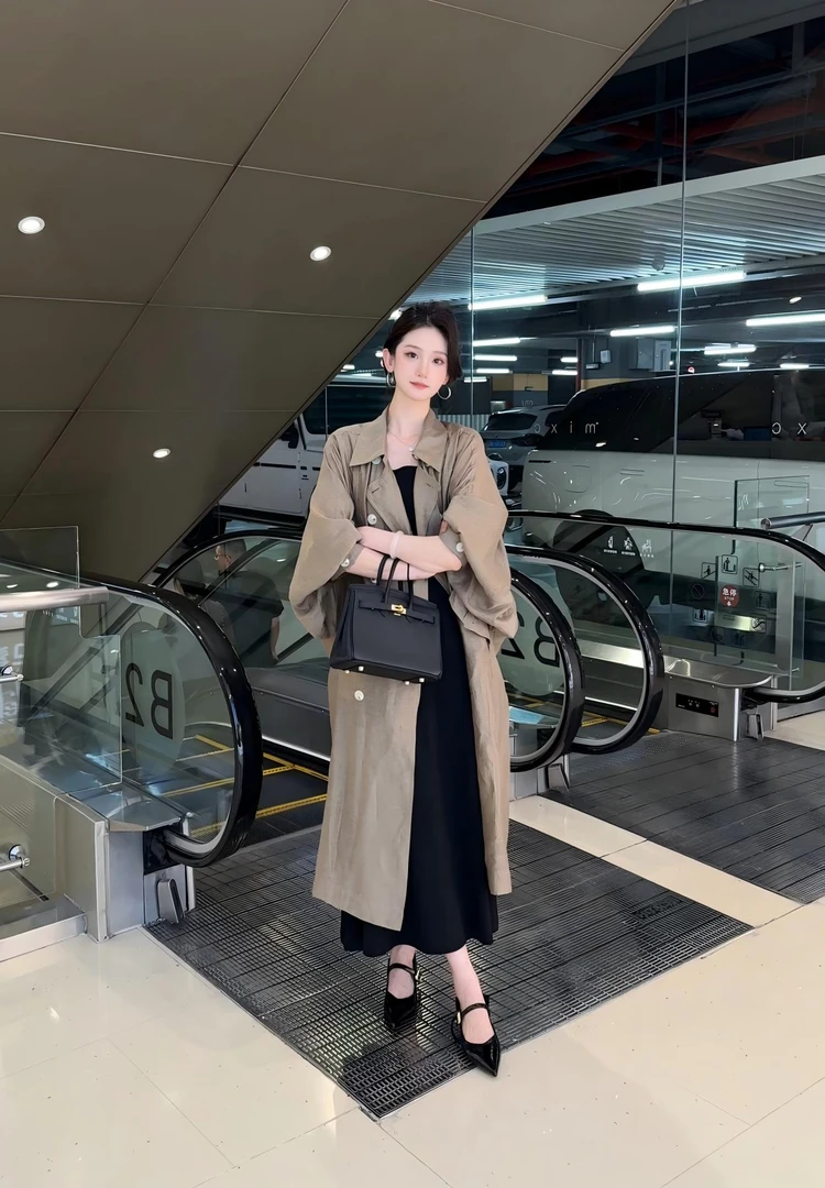 LOSA ROSA轻薄防晒风衣女春夏新款松弛感罩衫宽松中长款外套