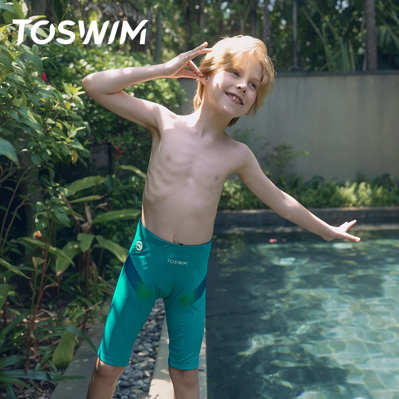 泳镜侠推荐！【TOSWIM泳裤】儿童男款青少年训练游泳泳裤五分及膝