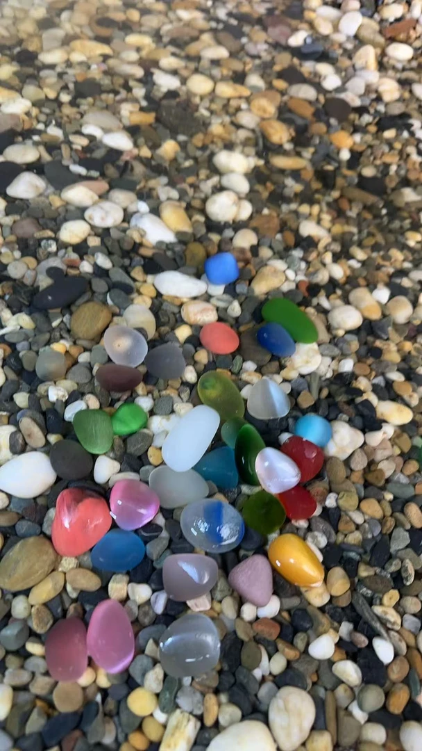 天然彩石五彩石鱼缸水培花盆造景奇石造景装饰