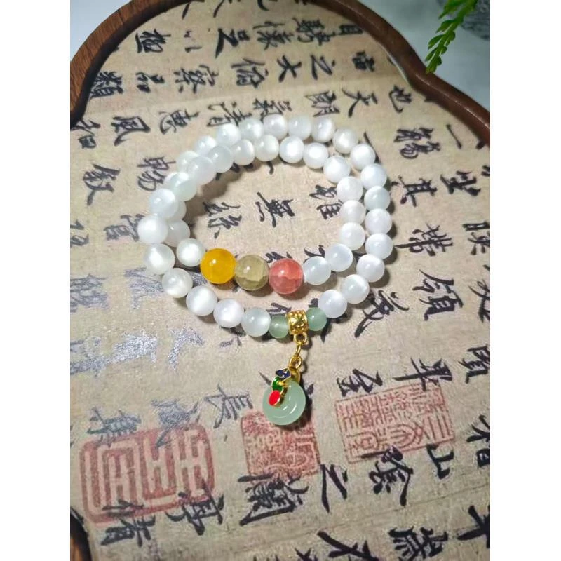 非金属树脂手链  变色云母 三色 平安扣  双圈手串（无礼盒）961