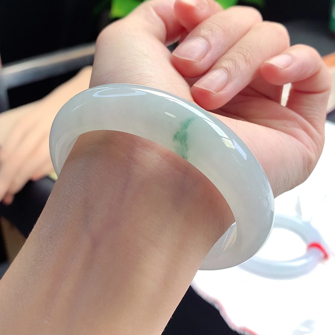 未镶嵌手镯翡翠57圈口冰飘花轮胎镯性价比超高7号