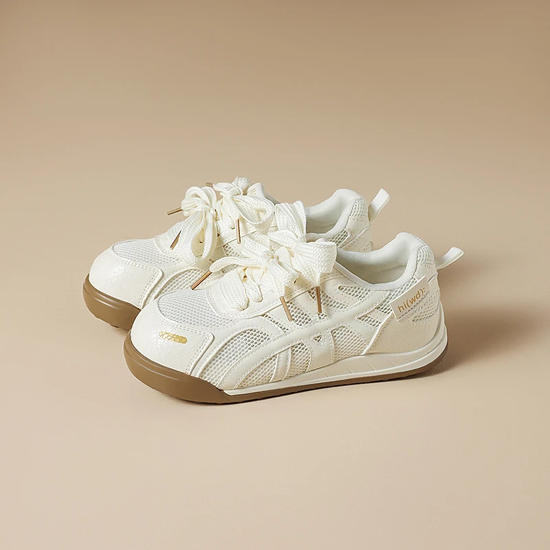 4.5CM拼色透网夏季新款德训鞋阿甘鞋女双鞋带时尚百搭休闲运动鞋