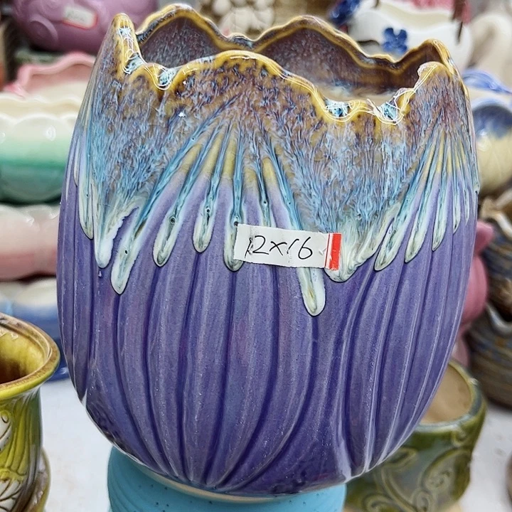 多肉绿植陶瓷花盆9.9包邮，有孔