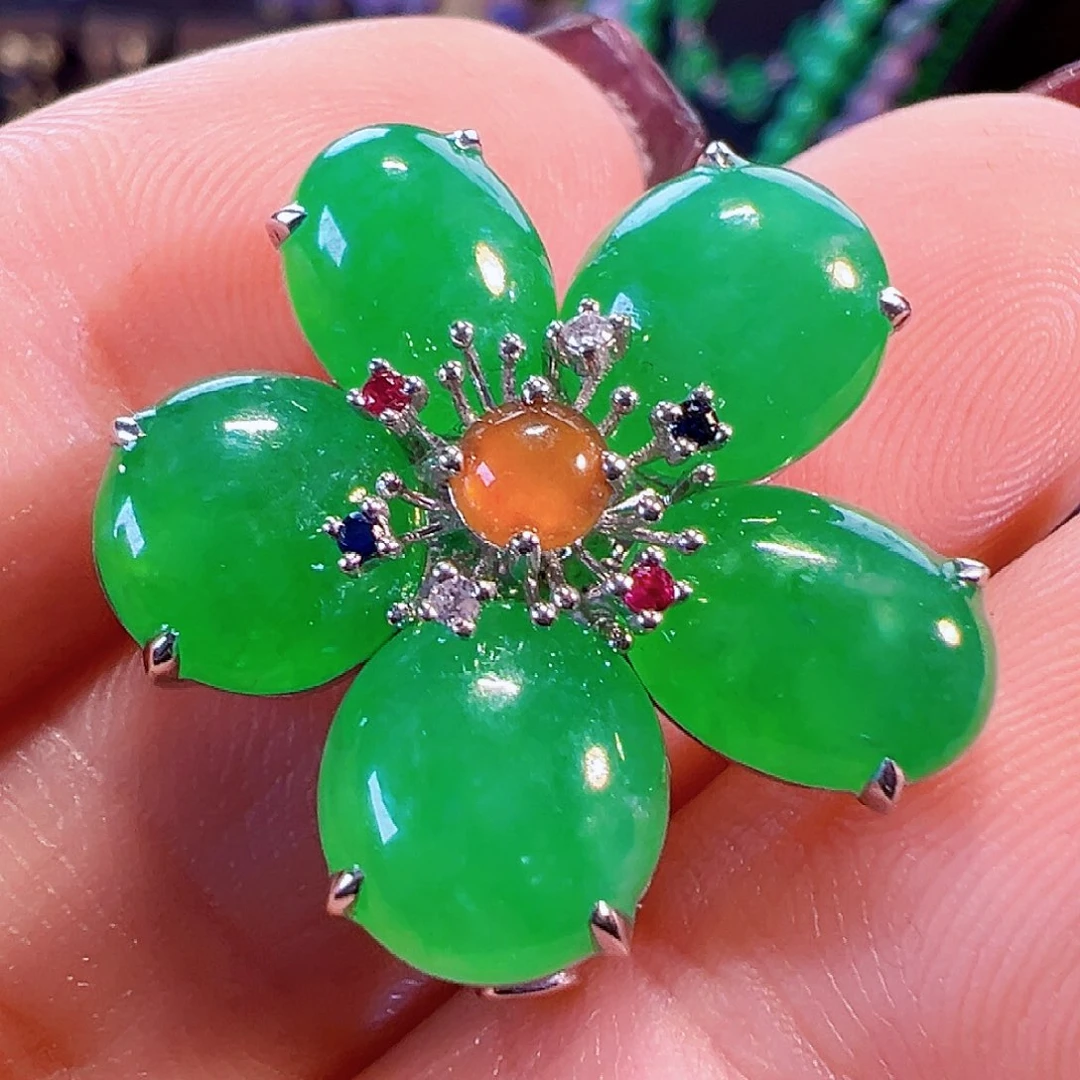 翡翠18K金镶嵌颈饰签收后24小时鉴赏期