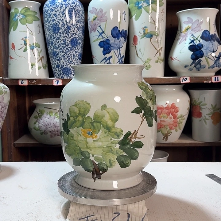 瓶冬瓜绿绿绿牡丹高27 新款陶瓷