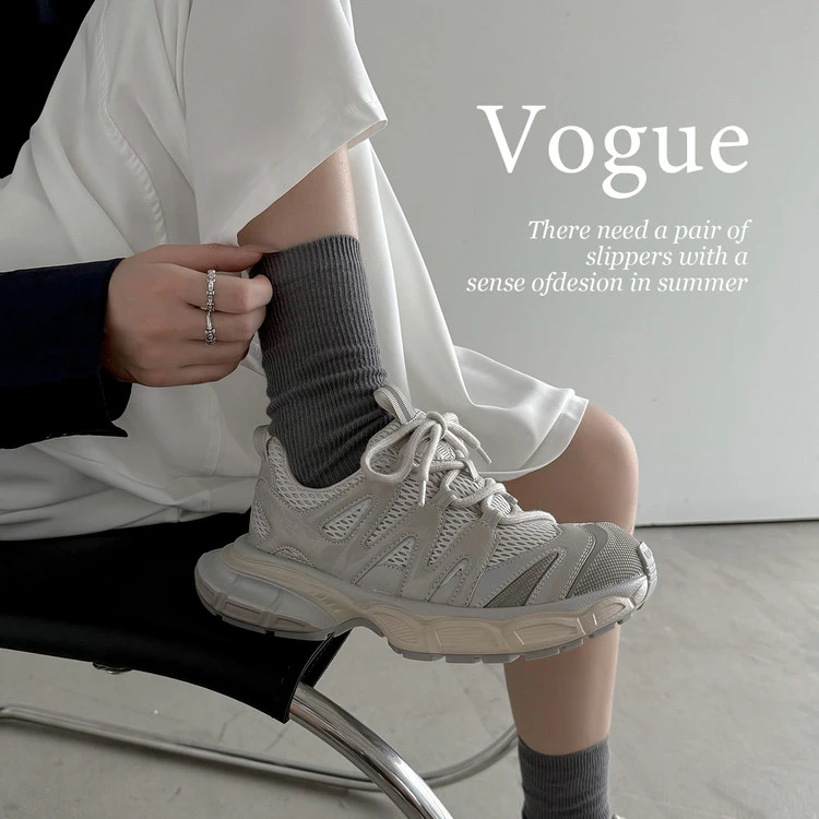 2025新款厚底增高网面老爹鞋女系带百搭休闲鞋时尚圆头轻便运运动