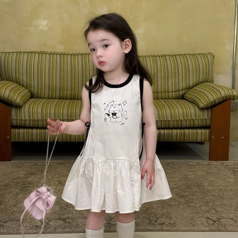 夏季宝宝女童无袖连衣裙2025新款儿童夏装洋气背心公主裙子
