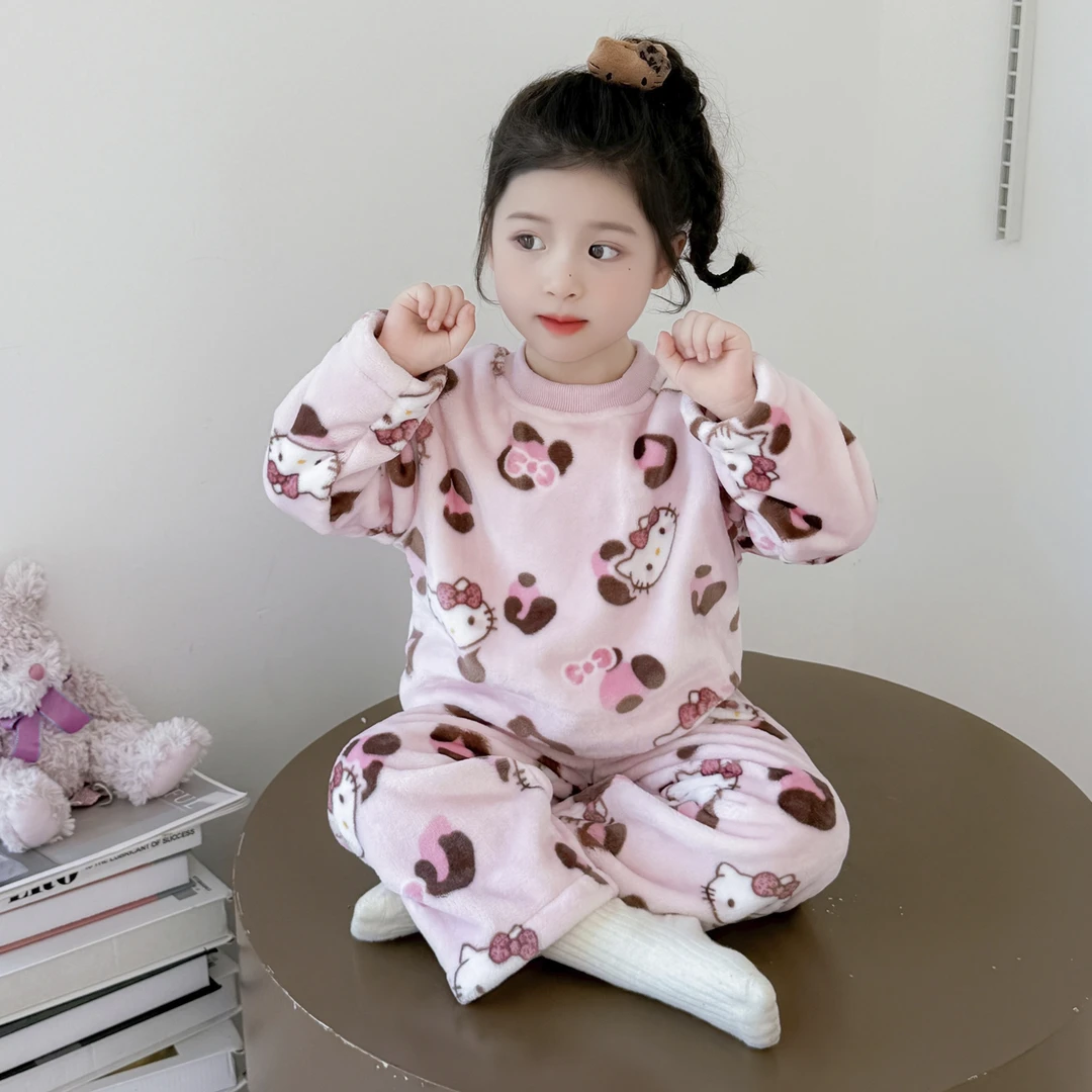 儿童珊瑚绒睡衣女童春秋冬款女孩2025新款冬季法兰绒女宝宝居家服