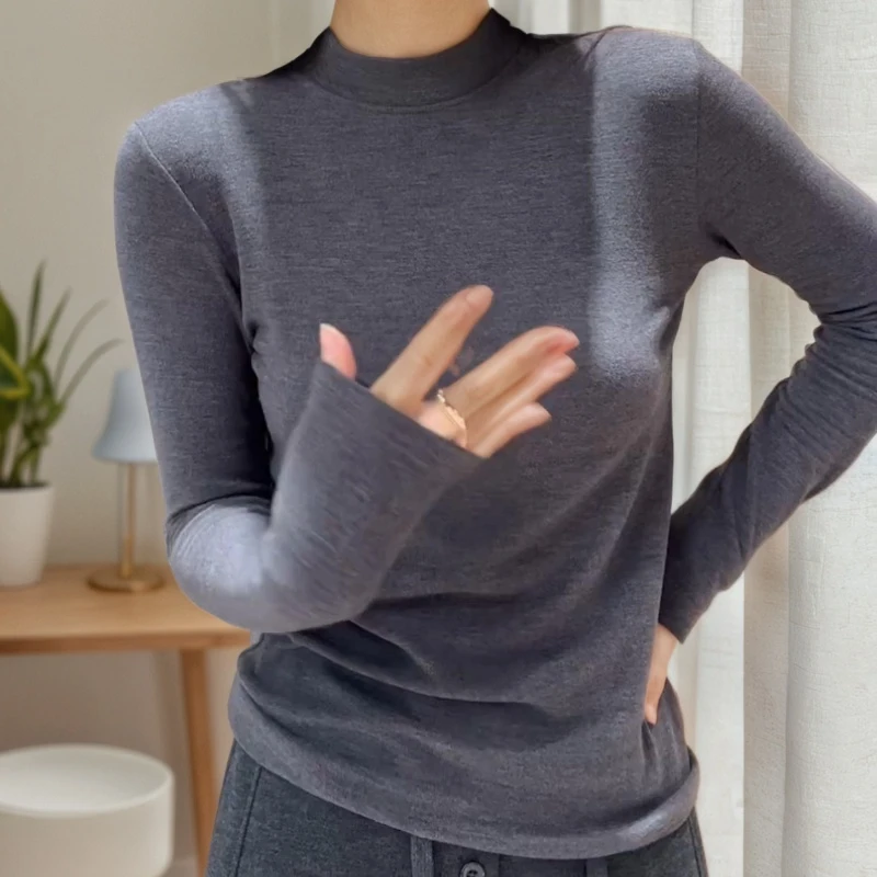 2025秋冬时尚保暖修身百搭半高领T恤打底衫LK2507413