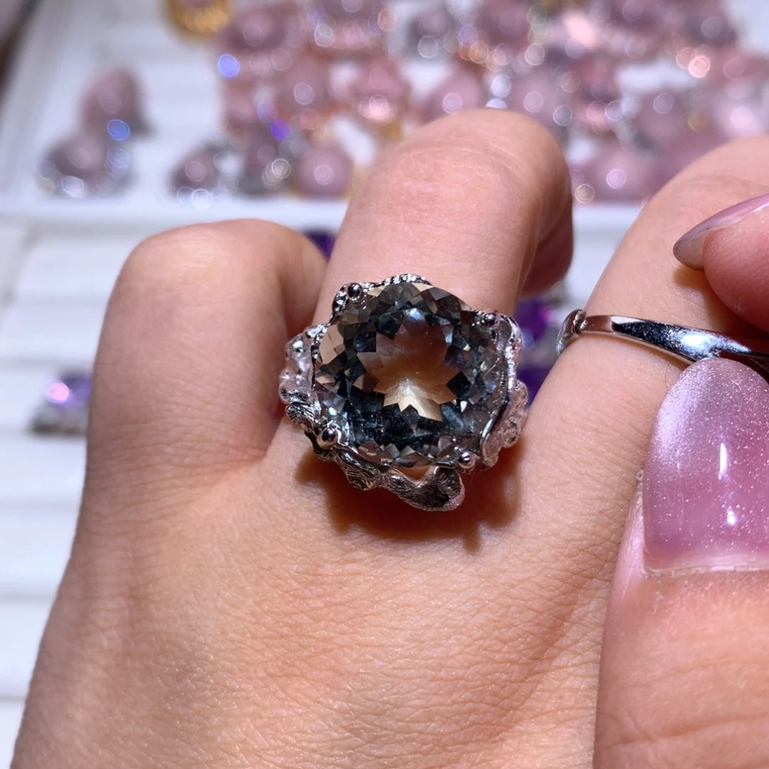 【闪购商品】水晶戒指银S925镶嵌?****理戒指