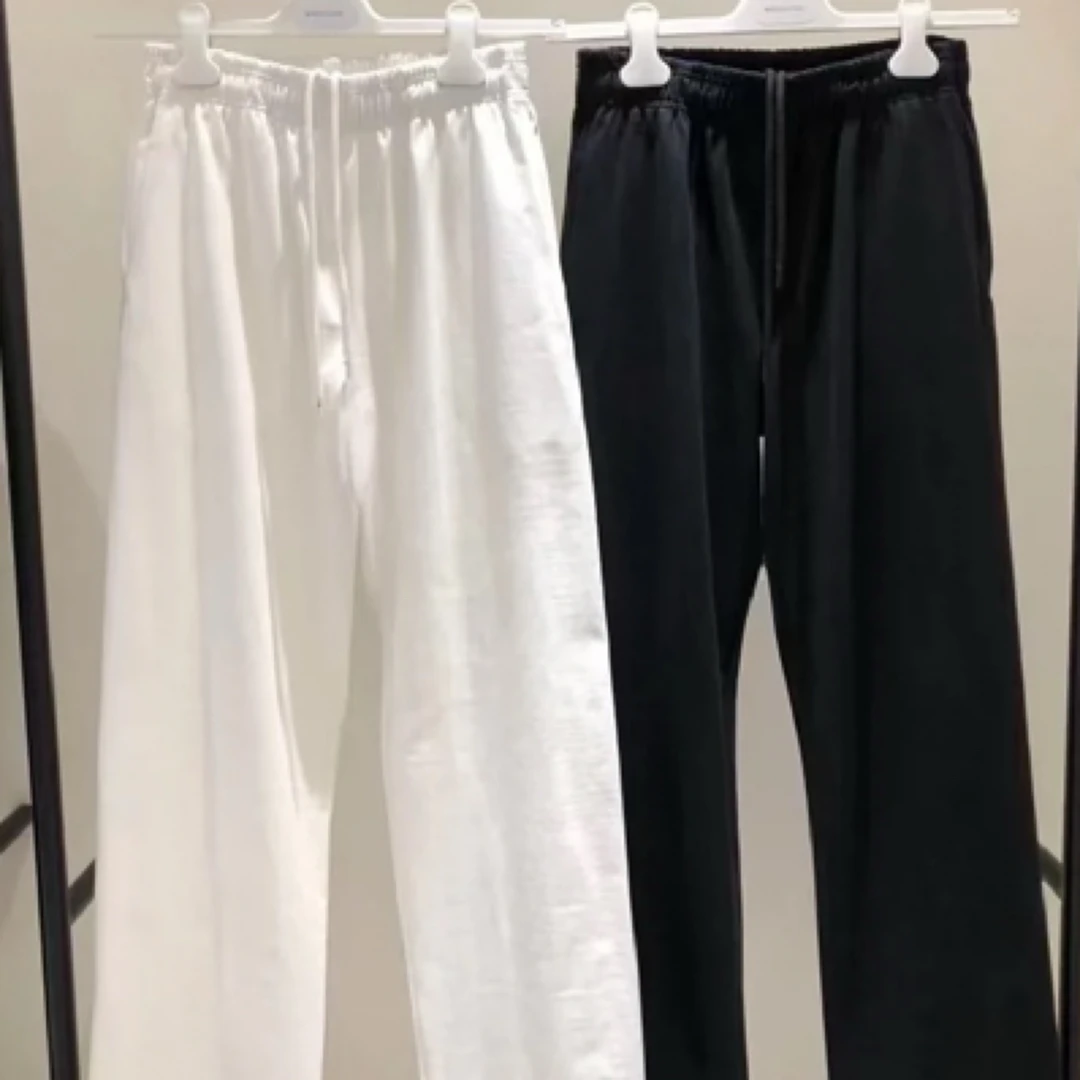 现masculine 韩国东大门代 2025春新款 松紧腰直筒显瘦休闲裤