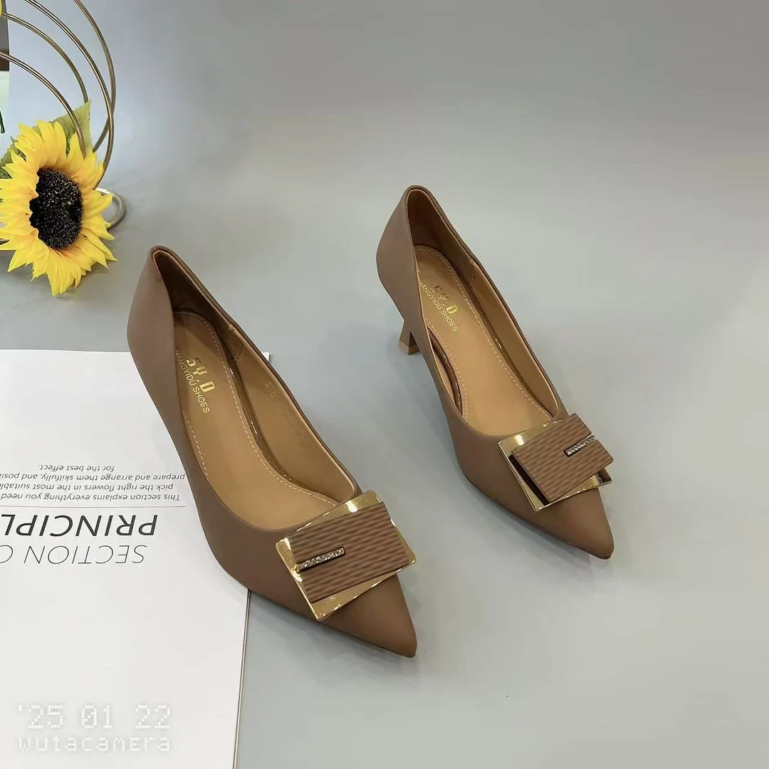 218-27 新款法式小跟气质高跟鞋女细跟尖头百搭单鞋