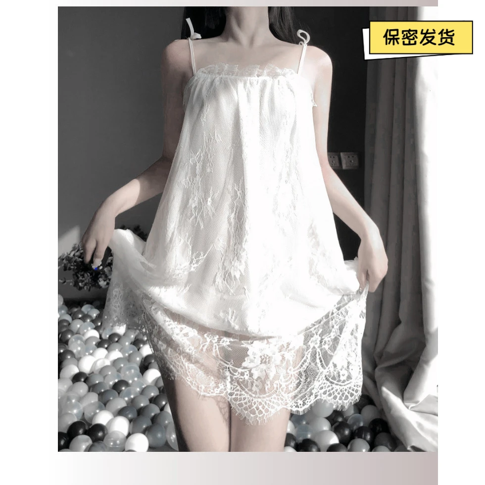 性感制服蕾丝吊带露背睡裙吊带裙连衣裙薄款女士套装家居战袍