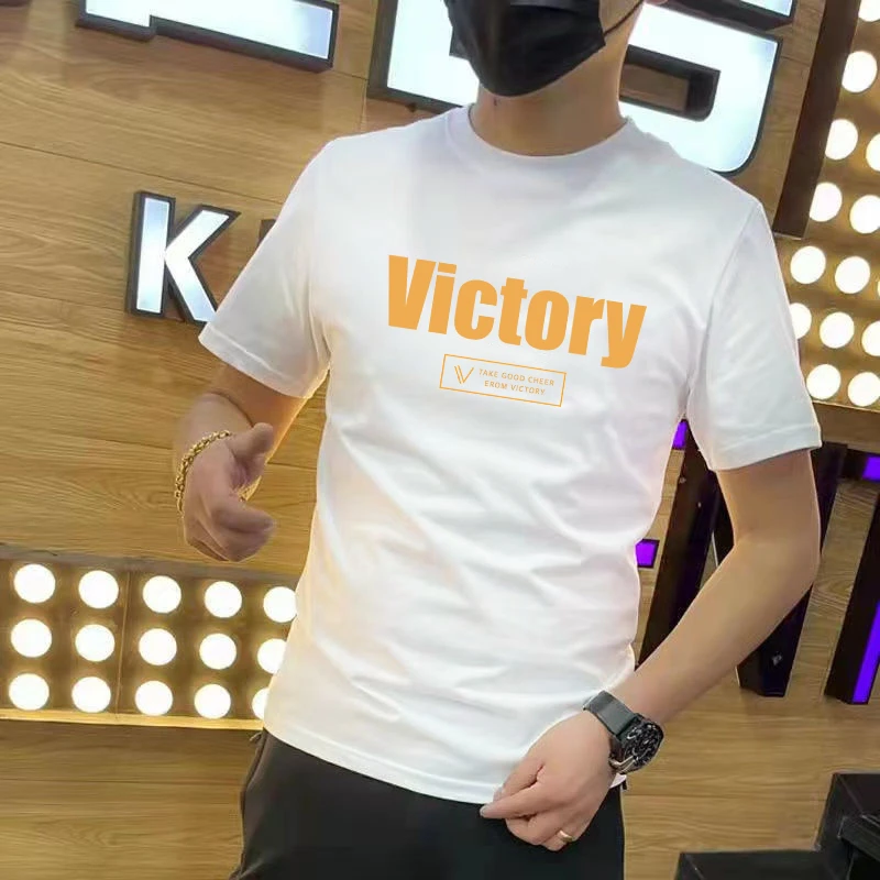 短袖男t恤印花上衣半袖夏2025新款高级感痞帅潮牌修身百搭体恤衫