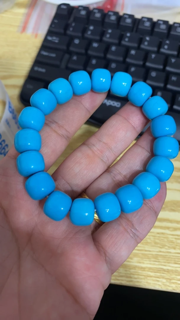 B664 12 老型天空蓝松手串