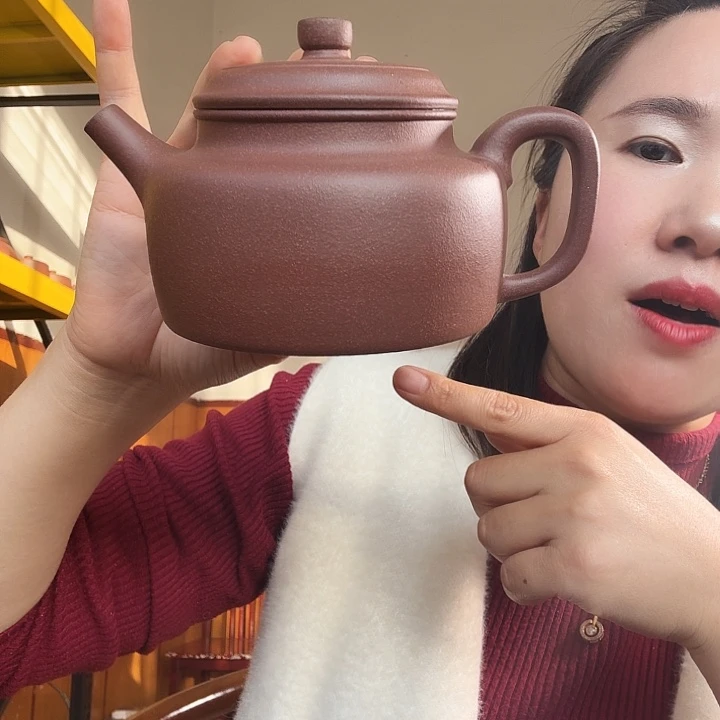 紫砂茶壶紫泥底槽青德中450cc