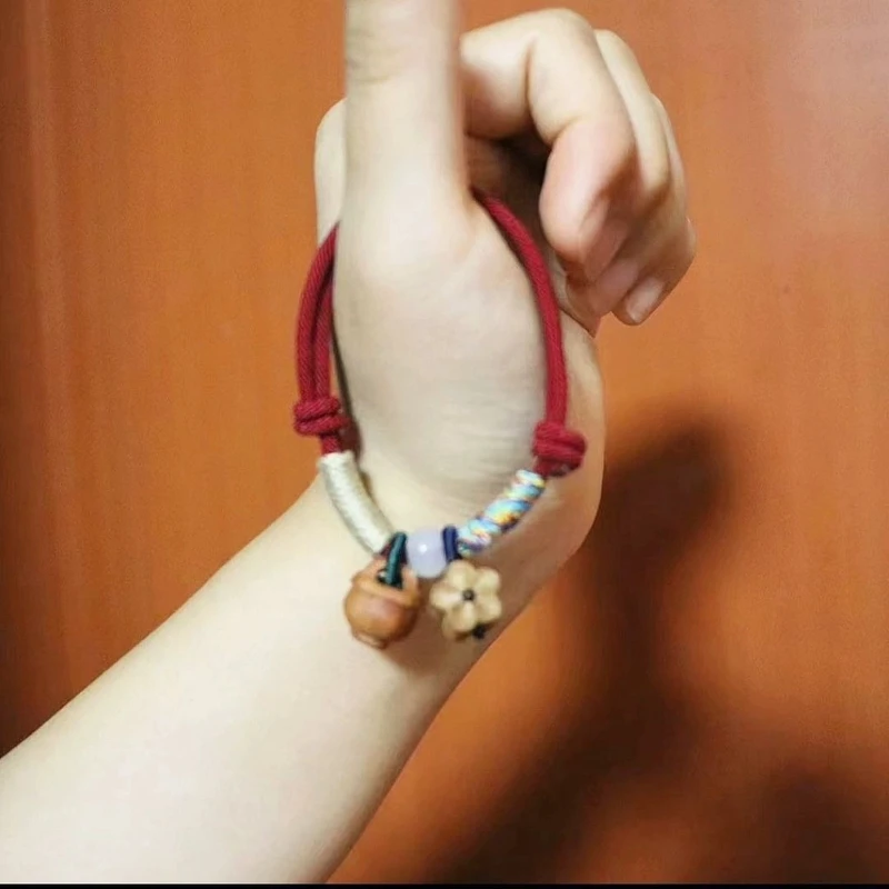 非金属布艺手链 桃核手链手绳桃木梅花男女闺蜜礼物原创国潮风