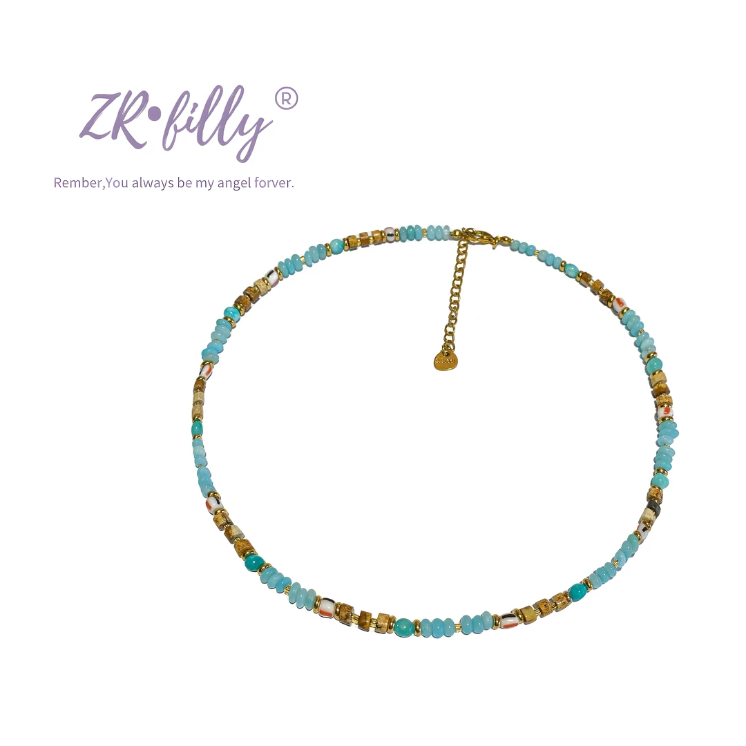 铜合金大理石项链 轻奢时尚精致百搭项链992