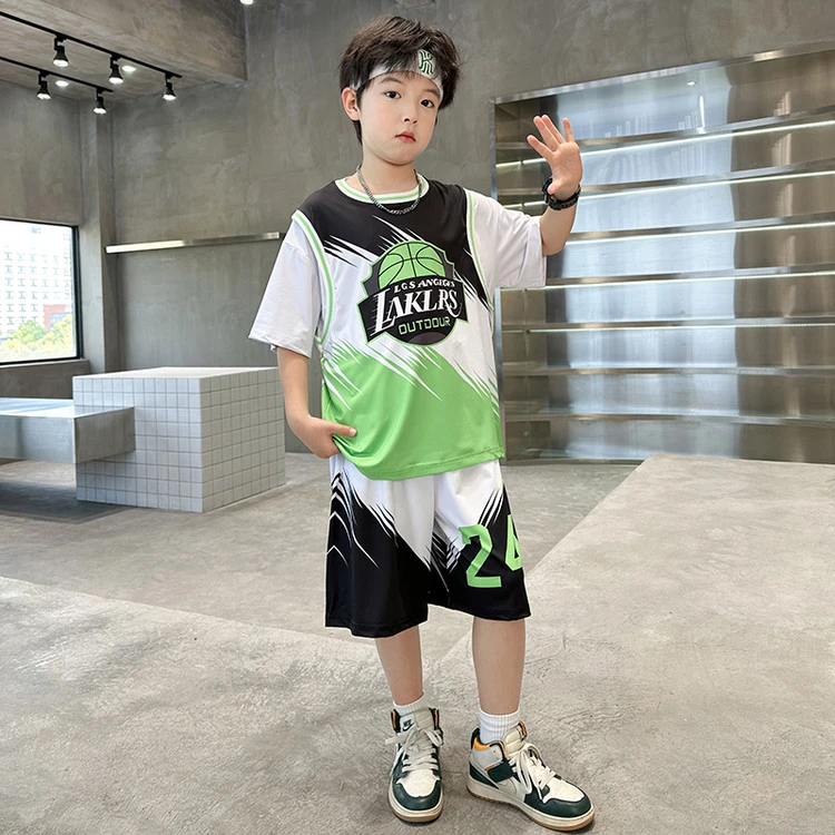 童装男童运动套装夏季速干短袖2025新款儿童篮球服两件套透气夏装