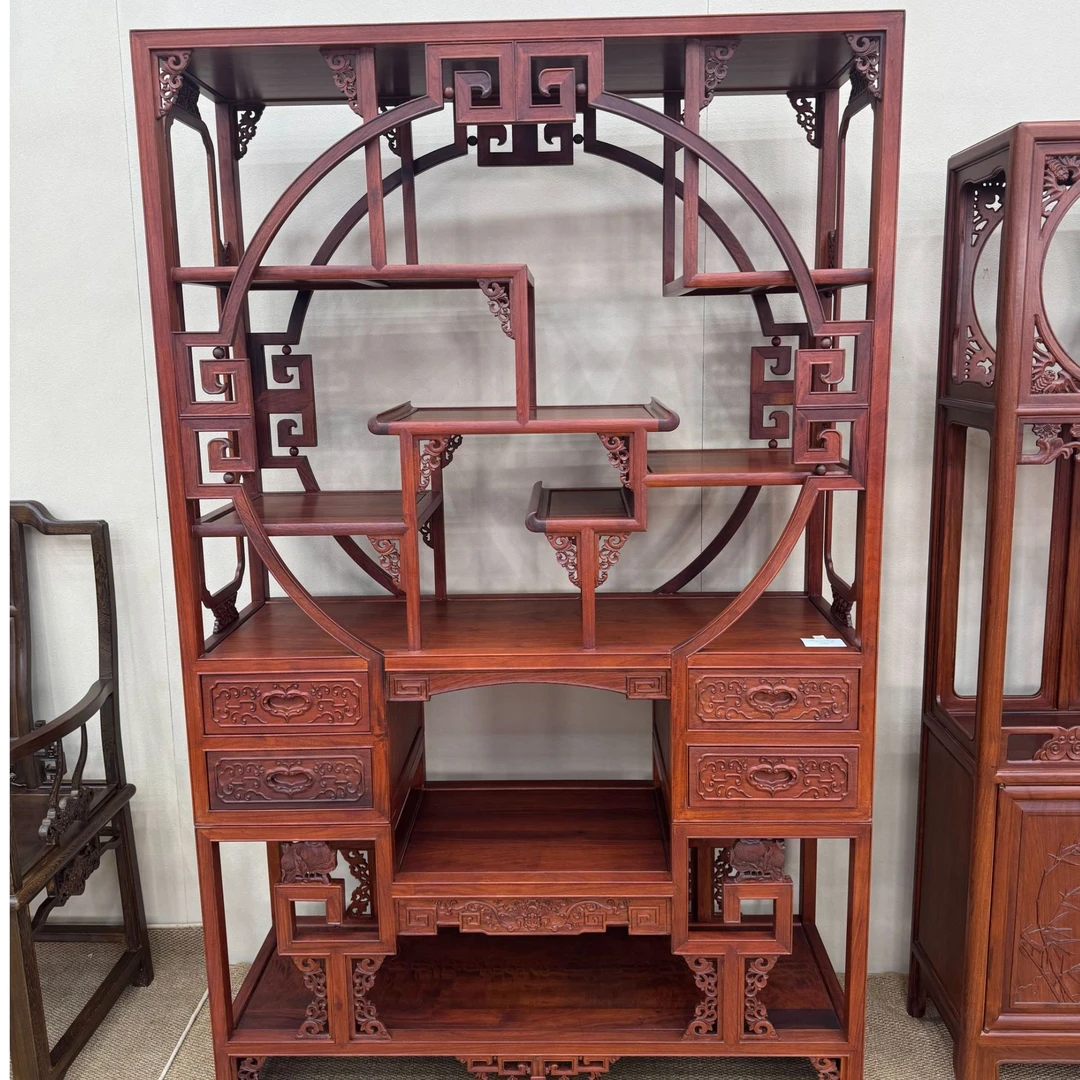 佐丹诗大果紫檀原木全榫卯古典储藏古韵风置物圆弧形海棠架