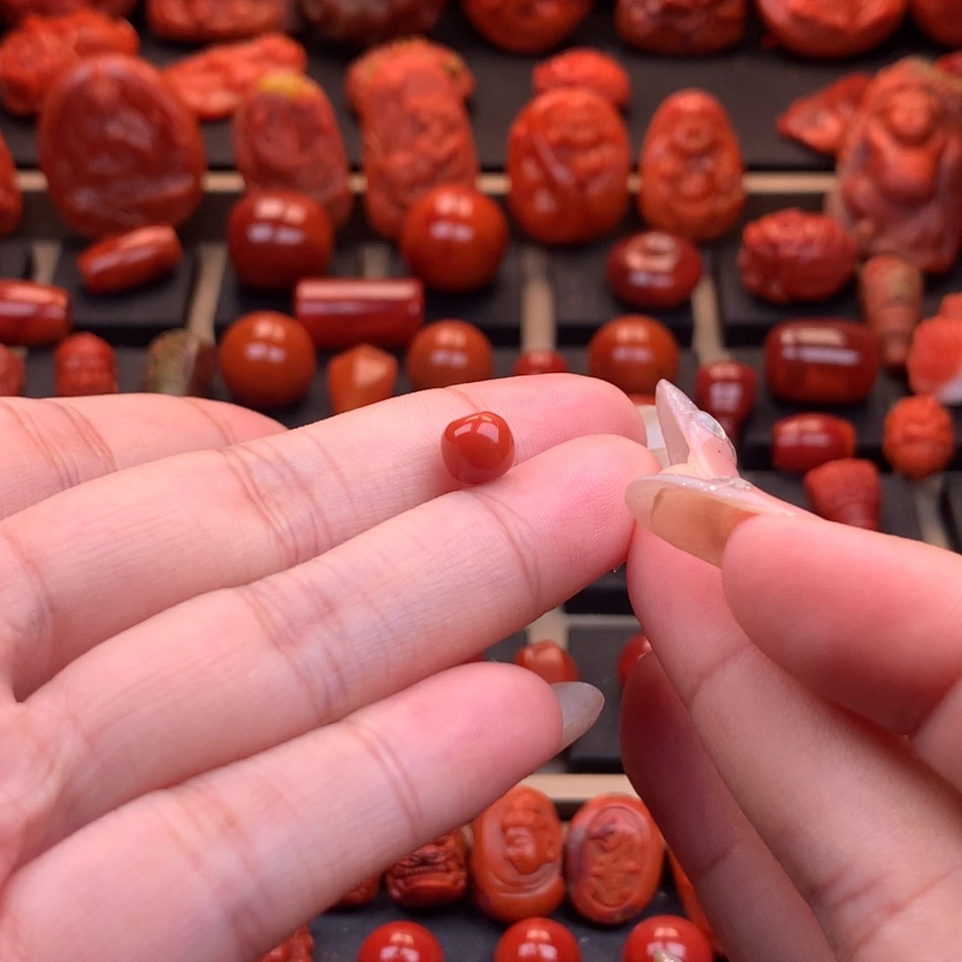 南红玛瑙未镶嵌原矿老型单珠7mm