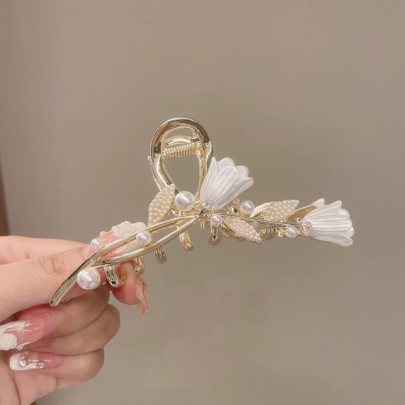 韩国韩版郁金香花朵抓夹发夹女后脑勺头饰新款感发抓夹发饰网红