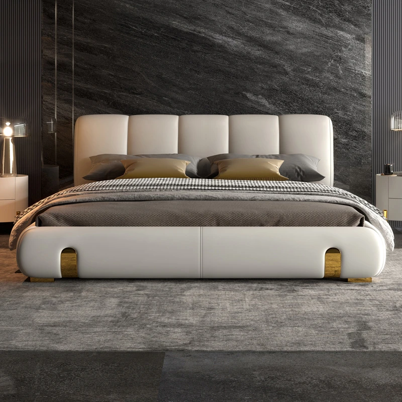 ZIRKOOON意式极简沙丘床头层牛皮主卧室双人大床网红高端定制婚床
