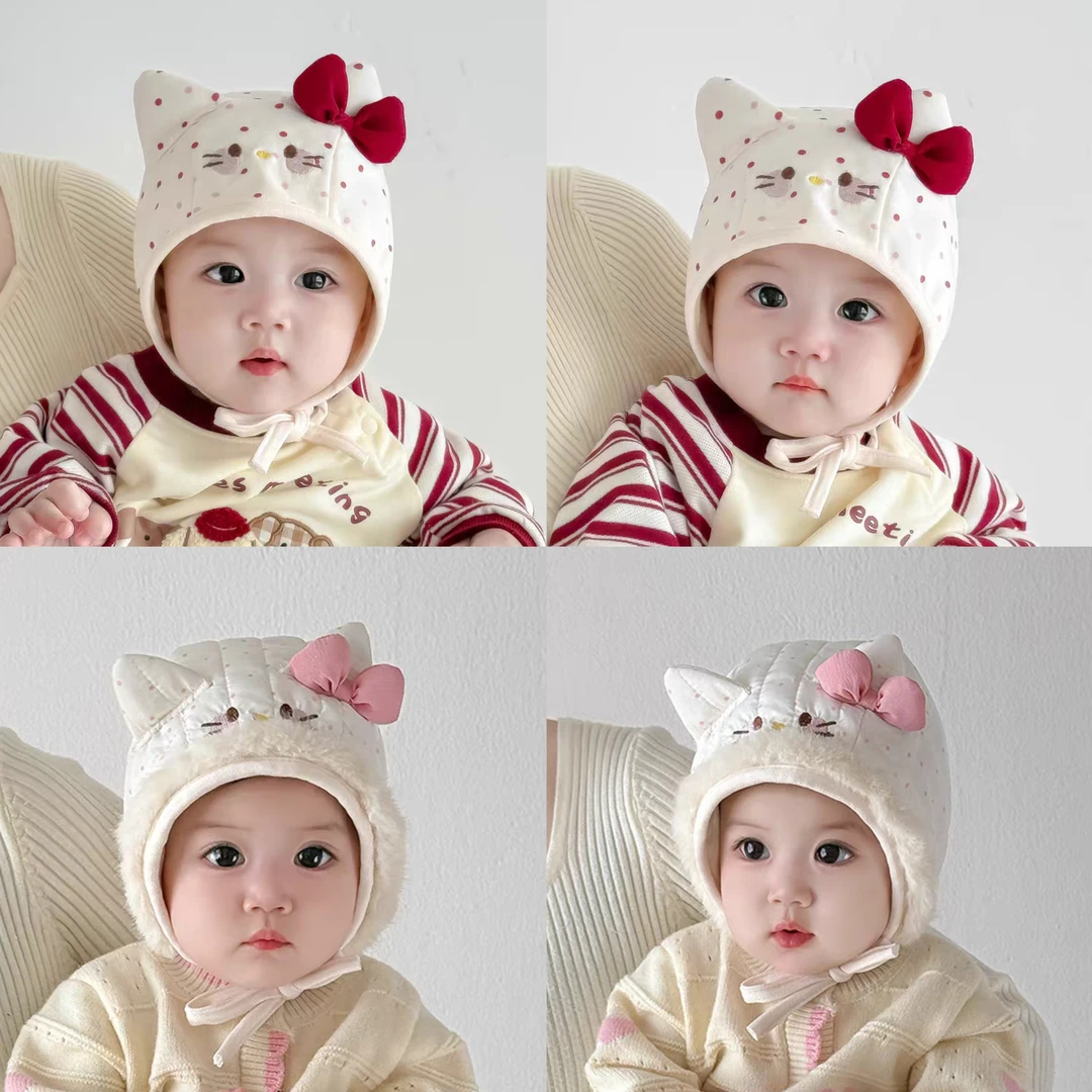 婴儿帽子春秋季护耳帽女宝宝洋气护囟门胎帽外出防风新生儿包头帽