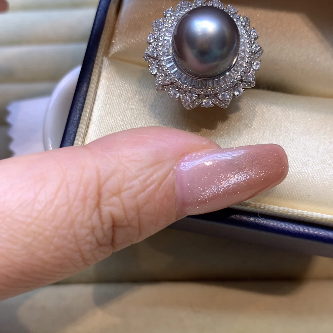 银S925镶嵌戒指海水珍珠