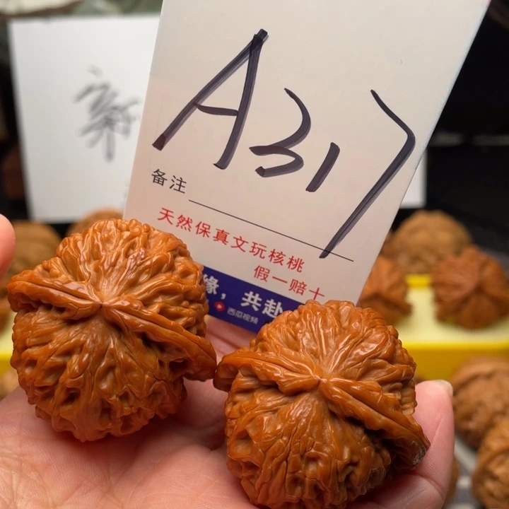 桃核把件文玩核桃白狮子41