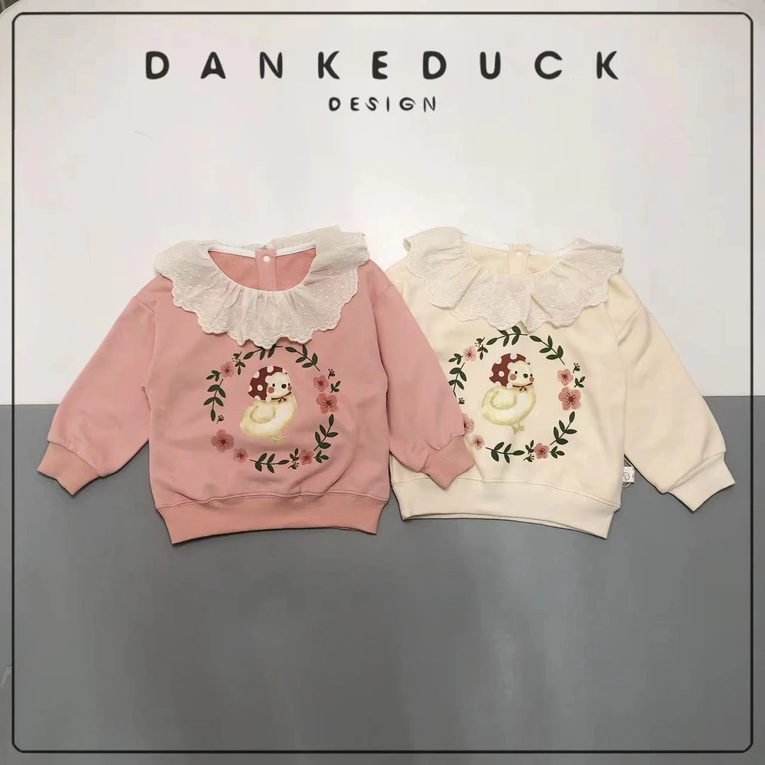 A-40726-（妹妹）女童衣服秋冬款中小童蕾丝花边卫衣