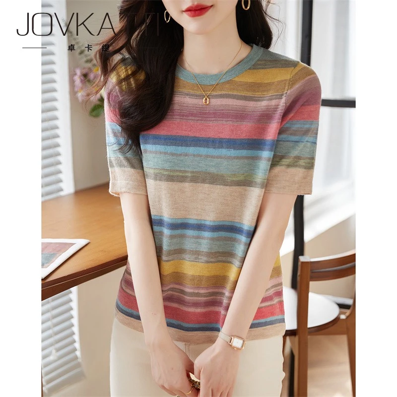 2025年新款小个子t恤女夏季减龄漂亮洋气小衫高级感法式针织上衣