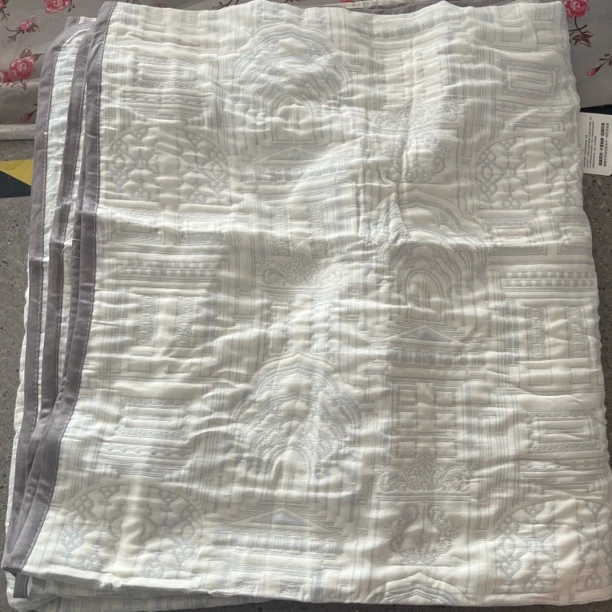 《小华》约200*230起双层纱棉蓝色欧花不挑（微瑕）