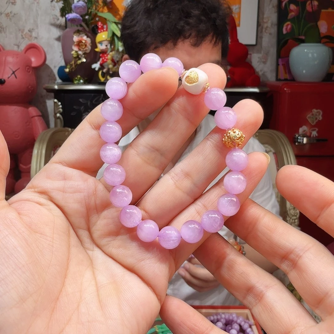 锂辉石手串18K金镶嵌