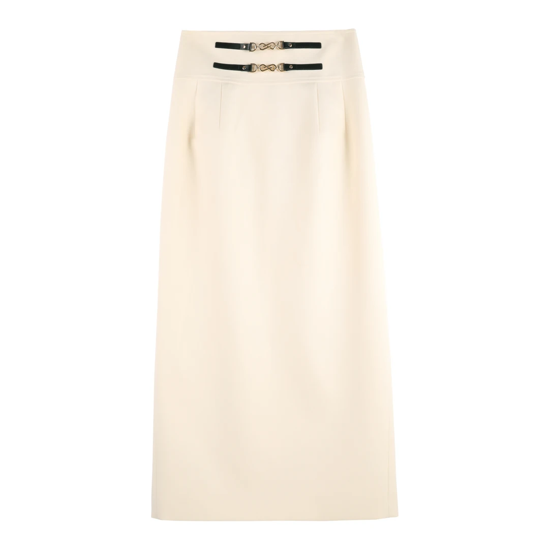 2025年秋季法式设计感装饰腰带A字半身裙HBZX622338