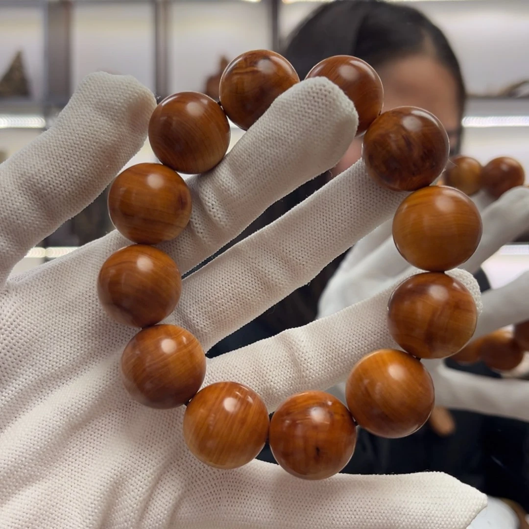 柏木（崖柏）手串/手链20红油玉化骨料清香药香56.4