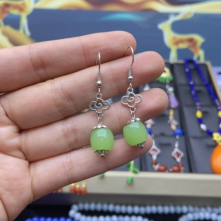 玛瑙/玉髓耳钉银S925镶嵌151