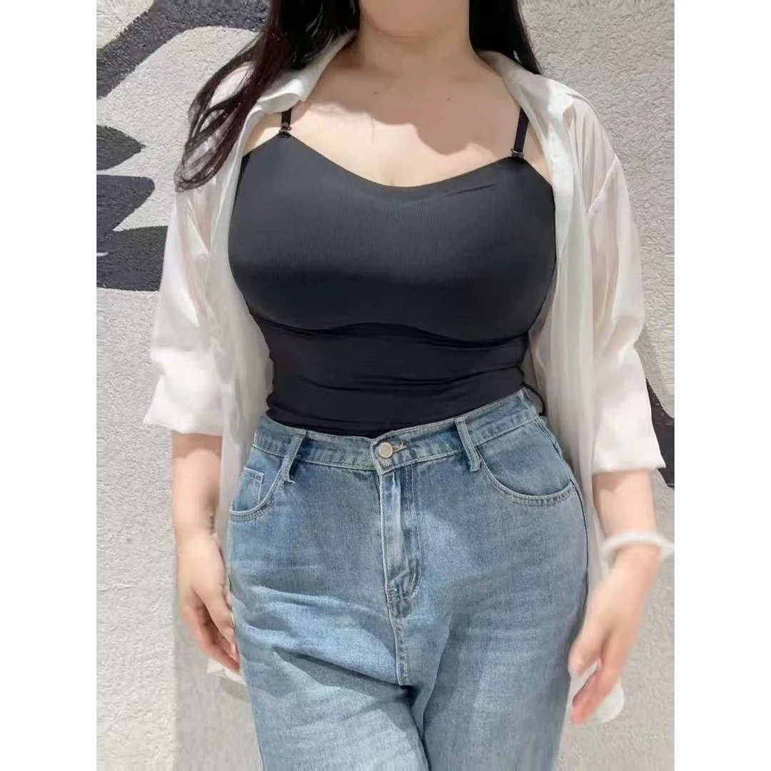 (芋圆)(自留)百搭大码美背吊带胸垫内衣文胸一体式6618