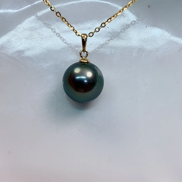 海水珍珠吊坠(不含链)18K金镶嵌11-12