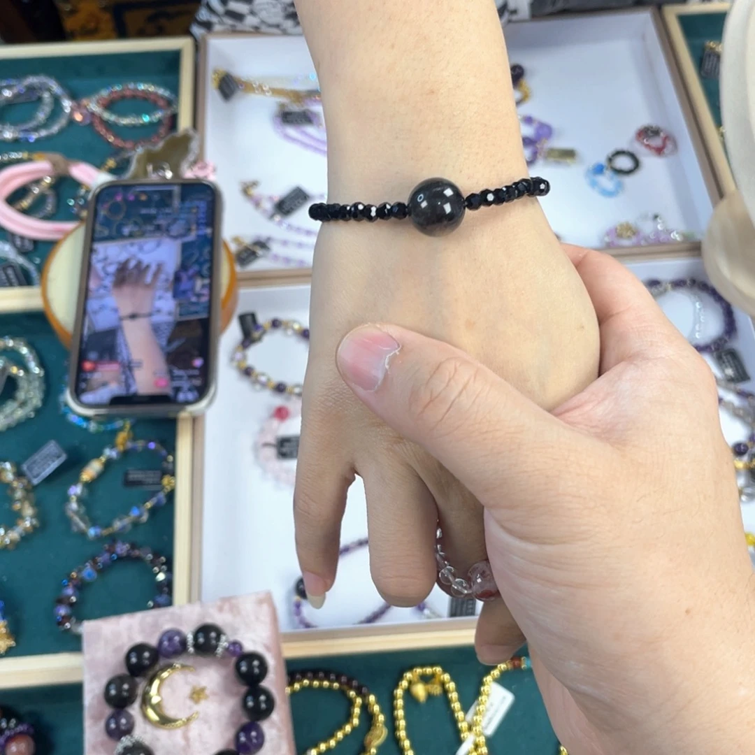 水晶手链银S925镀金镶嵌