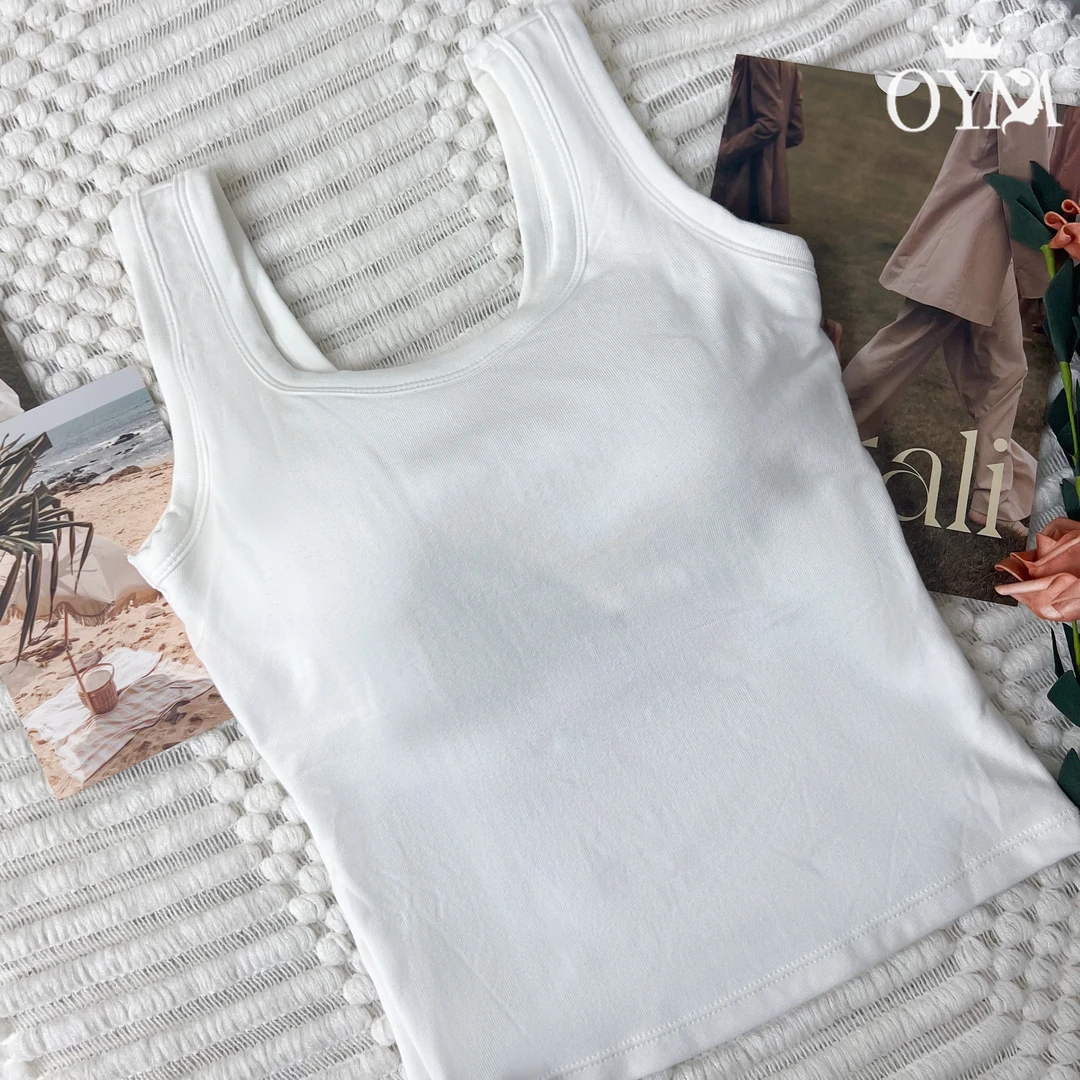 【免穿内衣】打底内搭白色新款韩版显瘦修身春夏季百搭纯色通勤瑜伽