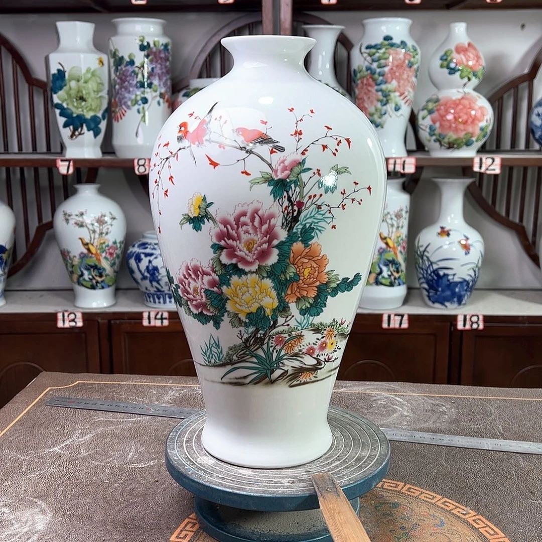 摆件景德镇陶瓷梅牡丹