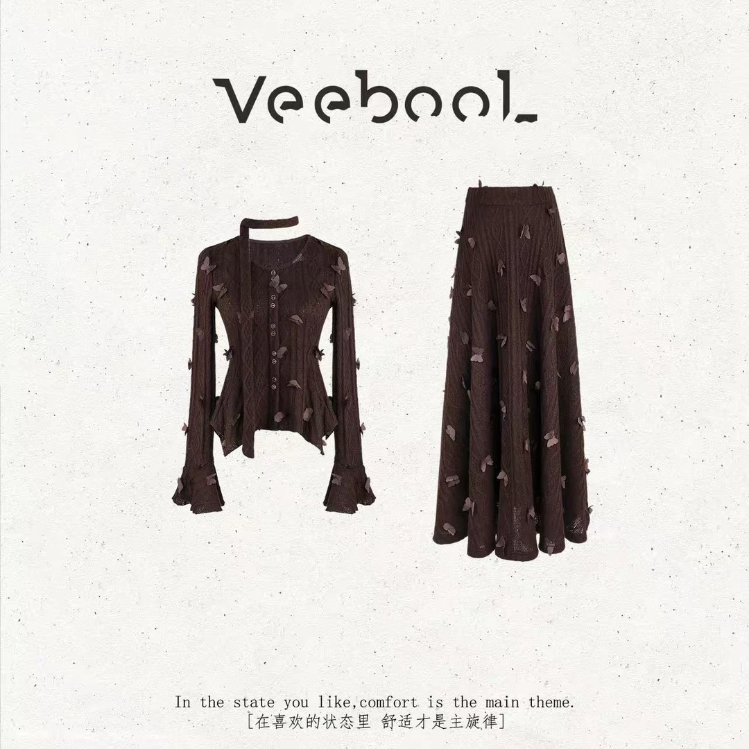 薇宝儿 Veebool【赫兹蝶舞】秋冬美拉德立体蝴蝶炸街系小众时尚套装