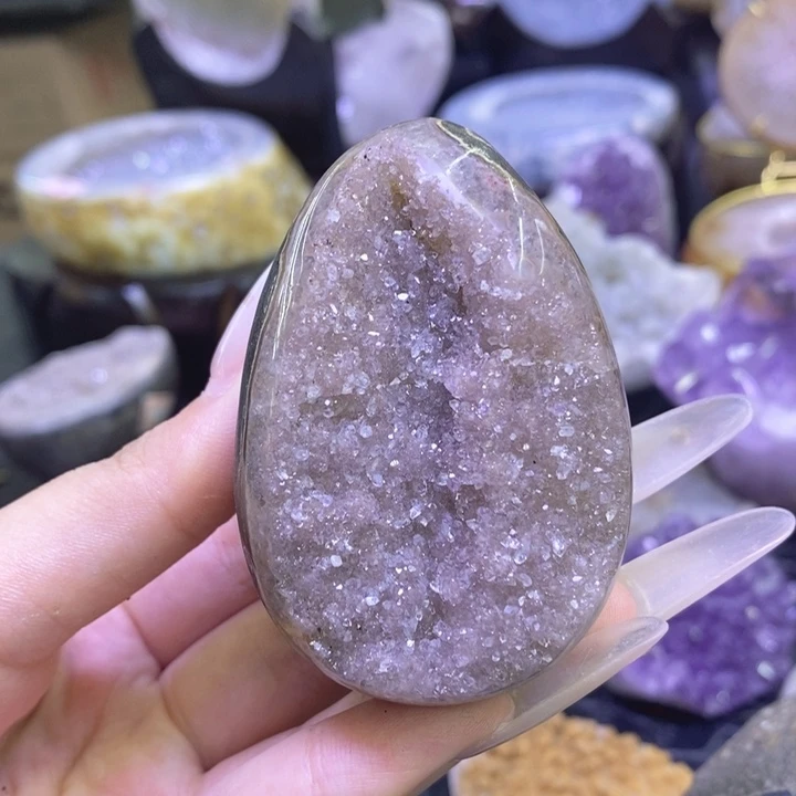 未镶嵌珠宝半成品紫晶粉晶蛋
