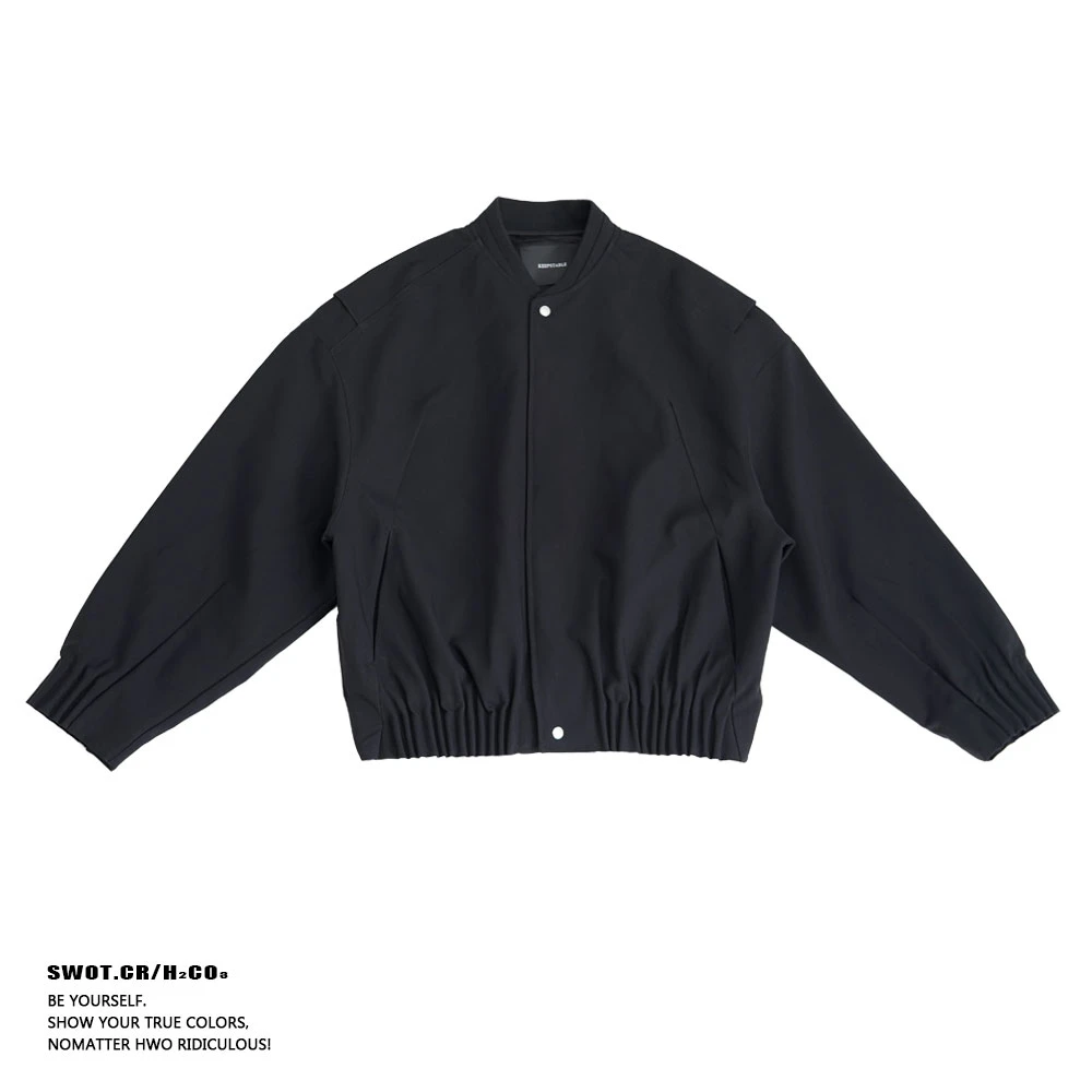 SWOT.CR 高定私服480克重磅简约高级感短款棒球领宽松夹克外套
