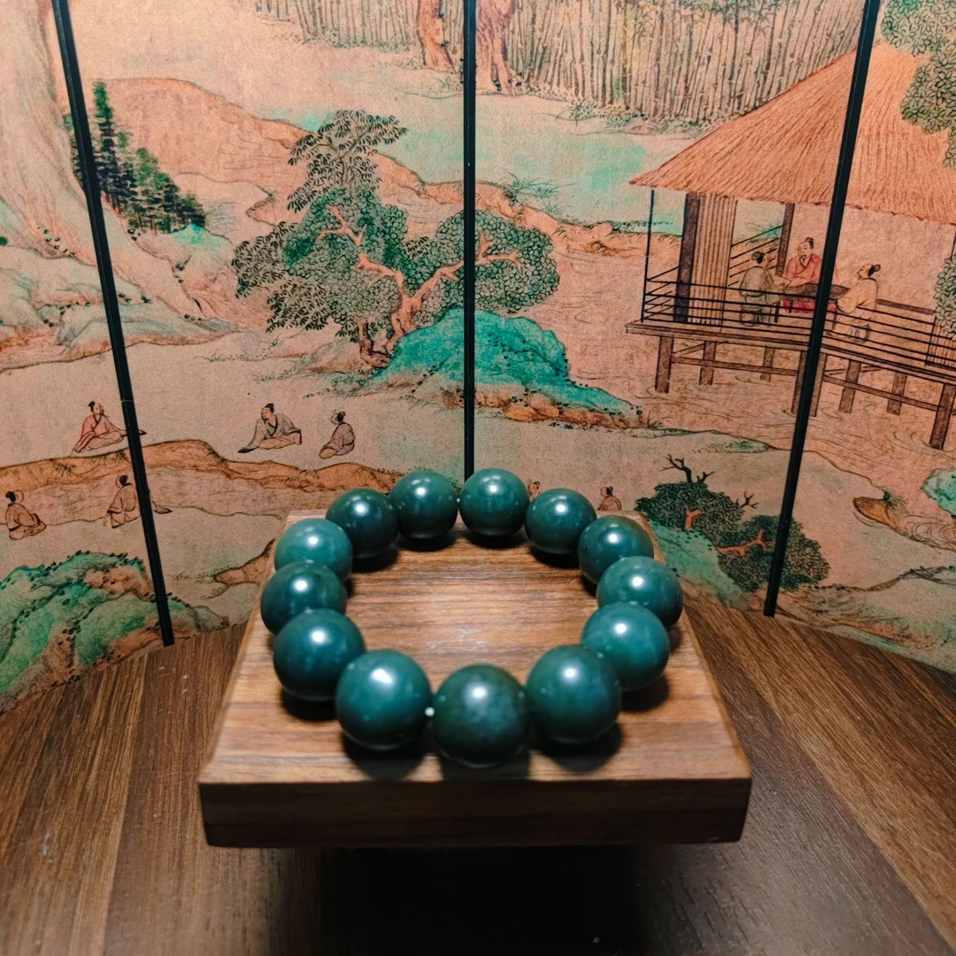 Z和田玉圆珠手串（卡18）2524