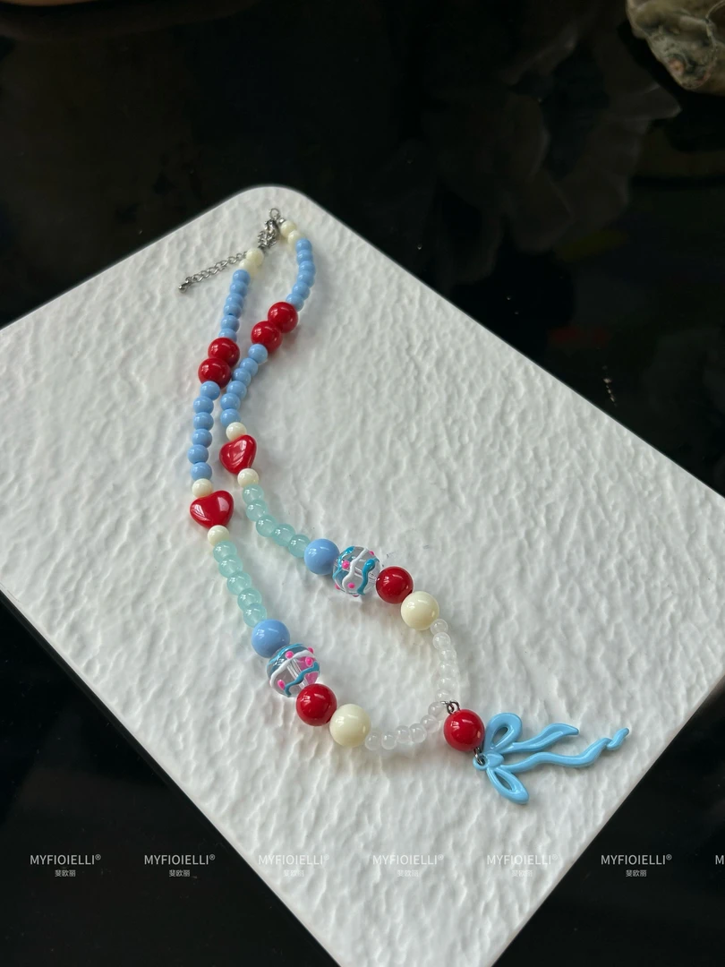 铜合金项链 「MyFioielli｣ins风蓝白原创设计少女蝴蝶吊坠锁骨链