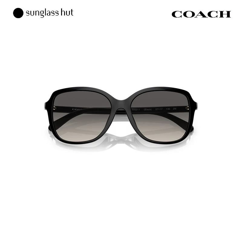 Coach/蔻驰 经典黑金标志黑色醋酸纤维框架灰色渐变镜片太阳镜